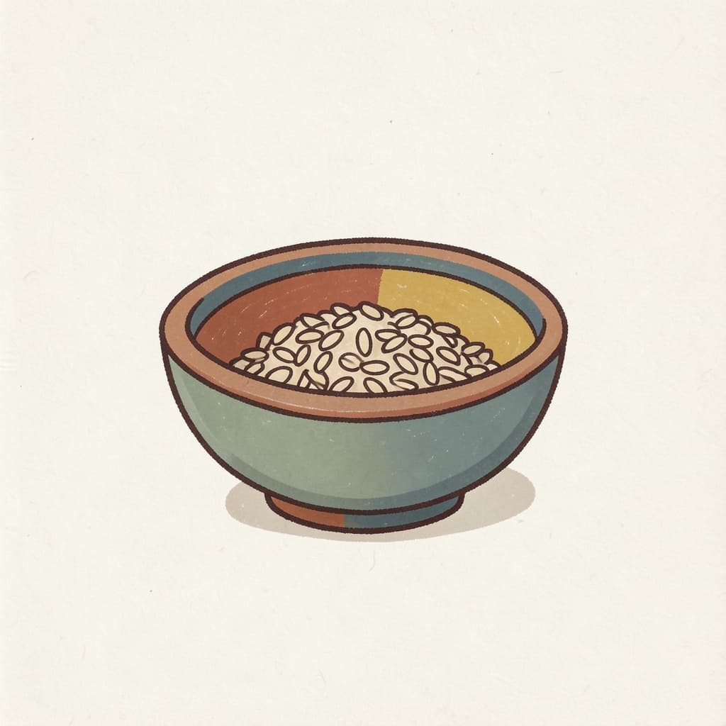 A few grains of rice in an almost empty bowl.