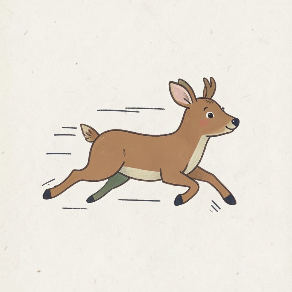 A deer running very fast with motion lines.