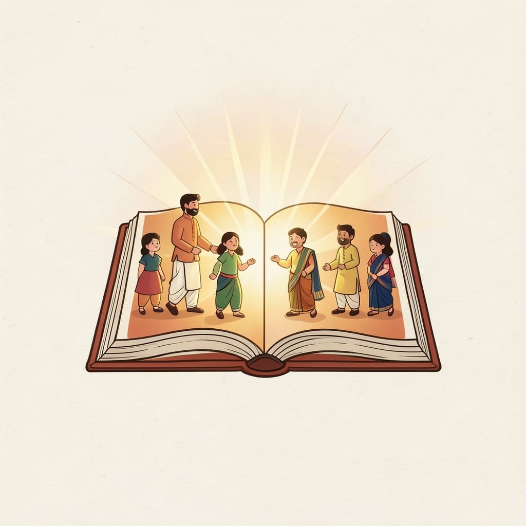 णाण (ज्ञान · knowledge): A glowing open book with rays of light coming from its pages.